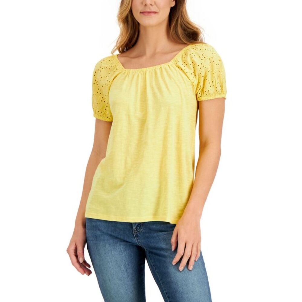 Style & Co Petite Cotton Off The Shoulder Top